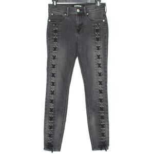 Express Womens Jeans Ankle Legging Jegging Grunge Goth Punk Rock Lace Up Size 0